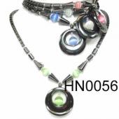 Colored Opal Beads Hematite Donut Pendant Beads Stone Chain Choker Fashion Women Necklace